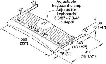 Keyboard Tray, with Sloped Edge