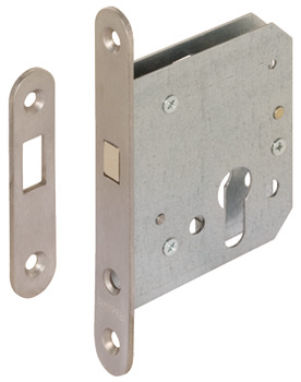 Mortise lock, Entrance Function, For sliding doors, with compass bolt, profile cylinder, backset 55 mm