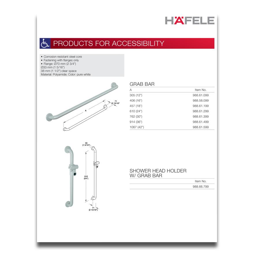 HEWI Accessibility Products Technical Data Sheet