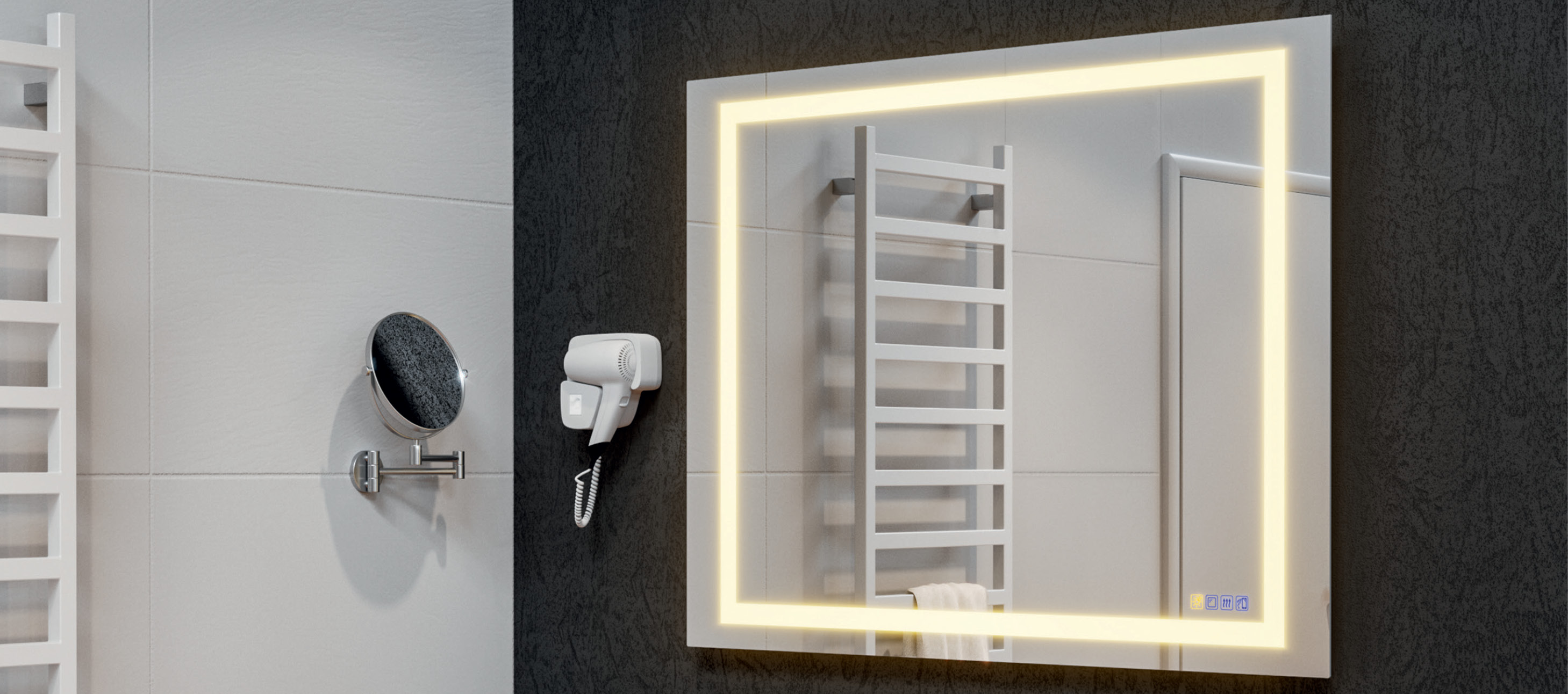 Order the Multifunctional Lighted Mirror from Häfele.