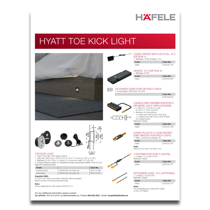 Hyatt Toe Kick Light Technical Data Sheet