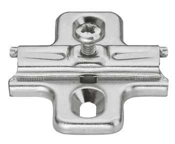 Cruciform Mounting Plate, Häfele Duomatic A, steel, with chipboard screws, edge distance 37 mm