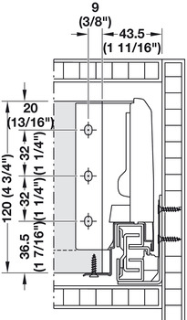 Rear panel installation dimensions