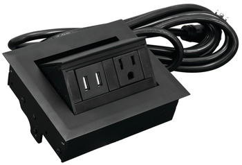 Hide-A-Dock Power/Data Station, 1 AC Outlet, 2 USB Ports