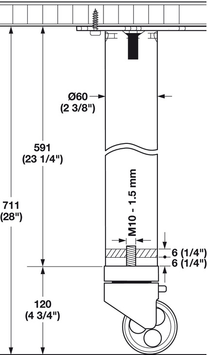 Hafele pie ajustable para el montaje de Rondella pierna de Mesa de Ø 60 Mm Tubo
