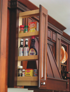 Häfele 8" x 26" Cabinet Wooden Wall Filler Pull-Out Organizer with Adjustable Shelves 