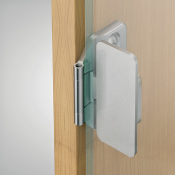 Glass Door Hinge, Aximat®, 195° Opening Angle, Glass to Wood, Inset