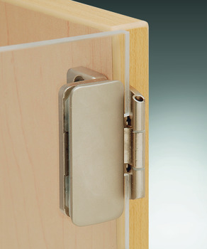 Glass Door Hinge, Aximat®, 230° Opening Angle, Glass to Wood,  3 mm Overlay