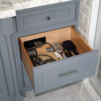 Docking Drawer, Style 24 Flush Powering Outlet, with 2 x AC GFCI Outlets with Thermostat Reset Feature