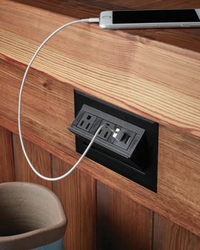 Hide-A-Dock Power/Data Station, 2 AC Outlets, 2 USB Ports