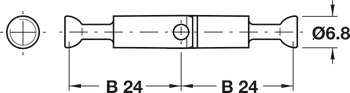 Miter Joint Connector, with joint, for twin mounting, double-ended bolt