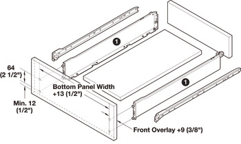 Single-Wall Metal Drawer System, Grass Zargen 6436 (Side Height: 8 3/8)