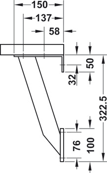 Countertop Support, Aluminum, Rectangular Flat