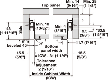 Single-Wall Metal Drawer System, Grass Zargen 6035 (Side Height: 1 11/16)