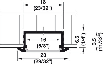 Aluminum Profile, for Recess Mounting, Shallow