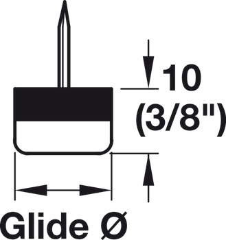 Furniture Glide, Height 10 mm, Knock-in