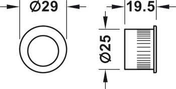 Mortise Locks, Round, Backset A= 50 mm (1 31/32)