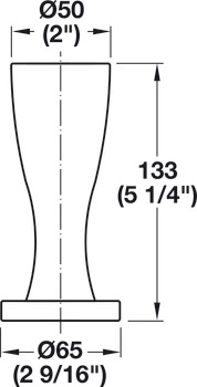 Furniture Foot, Aluminum, 133 mm (5 1/4)