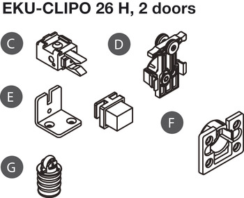 Sliding Door Hardware, Hawa Clipo 26 H IF, set