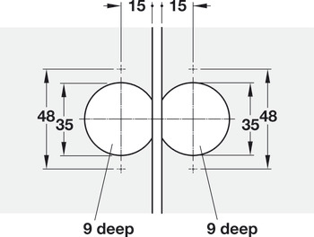 Folding Door Institutional Hinge, Aximat®, Opening Angle 180°