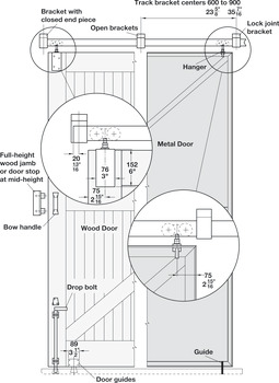 Metal Door Trolley Hanger, Vertical and Lateral Adjustment With Extended Pendant