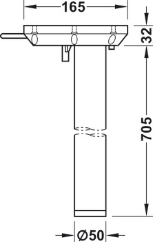 Folding Table Leg, Round, Height 705 mm (27 3/4), Ø60 mm