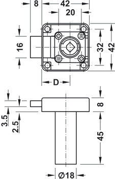 Deadbolt Rim Lock, Backset 25 mm (1), Symo 3000
