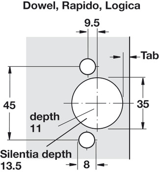 Blind Corner Concealed Hinge, Salice, 110° Opening Angle, Nickel-Plated
