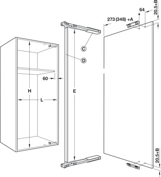 Lateral Swing Fitting, Swingfront 20 FB, for wooden or narrow aluminum frame doors