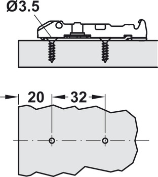 Straight Baseplate, Grass TIOMOS 2-Point Fixing with Wood Screws