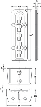 Bed Connector, for Central-Tie Bar and Slatted Frame Supports