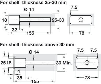 Concealed Shelf Support, for 30-40 mm shelf thickness, Triade