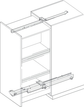 Hawa Forte 170/340 Top/Bottom Mounted Cabinet Slide, Partial Extension, 374 lbs Weight Capacity