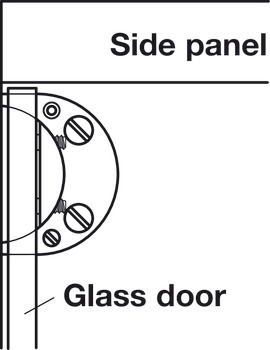 Glass Door Hinge, Opening angle 95°, inset mounting
