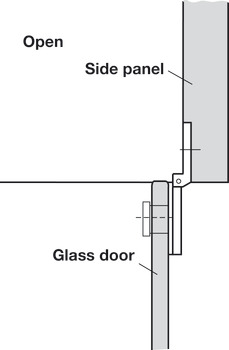 Glass Door Hinge, 180° Opening Angle, 6 mm Glass