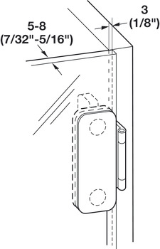 Glass Door Hinge, Aximat®, 230° Opening Angle, Glass to Wood,  3 mm Overlay