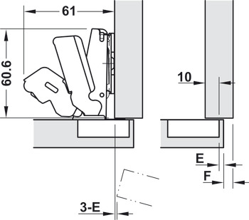 Concealed Hinge, Salice, 165° Opening Angle, Self Close, 1/2 Overlay