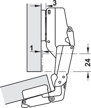 Concealed Hinge, Salice 200 Series,  165°, half overlay mounting/twin mounting