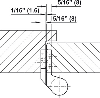 Door Hinge, 19 mm (3/4) Offset Hung, Intermediate Pivot