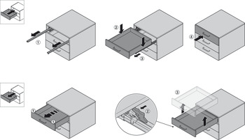 Drawer side runner system, Häfele Matrix Box Slim A, 89 mm Drawer Height