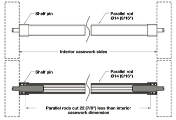 Parallel Shelf Pins, for Parallel Rods