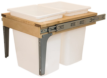 Waste Bin Pull-Out, Wood Frame, Side Mount, Double