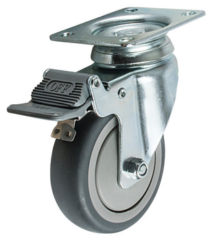 Swiveling Caster, Plate Mount, with Brake