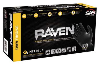 Raven Gloves, Nitrile, Black, 6 mm