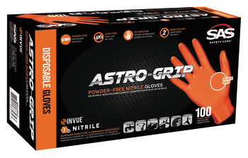 Astro-Grip Gloves, Nitrile, Orange, 7 mm