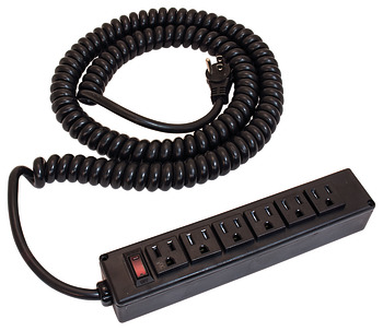 Power Strip, 6 Outlet with Spiral Power Cord
