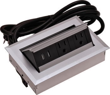 Hide-A-Dock Power/Data Station, 2 AC Outlets, 2 USB Ports