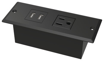 Power Bar, 1 Outlet, 2 USB Port, Face Plate Mount