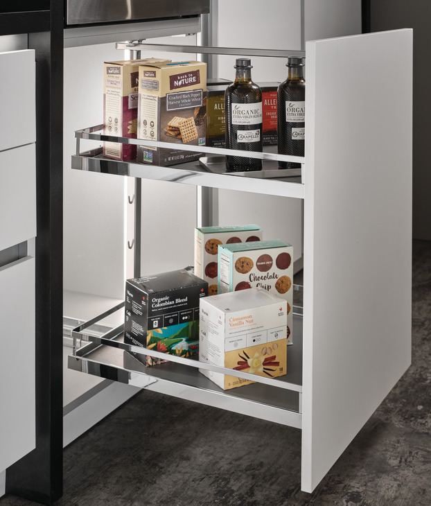 Hafele Full Extension Pantry Pull-Out - Frame Finish Champagne, Height 74 7 /8 - 90 1 /2 in