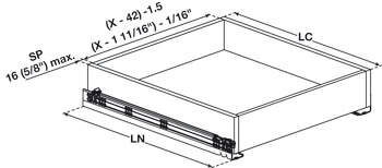 Salice Progressa + Smove Drawer Slide, Full Extension for 12 mm (1/2)  to 16 mm (5/8) drawer material